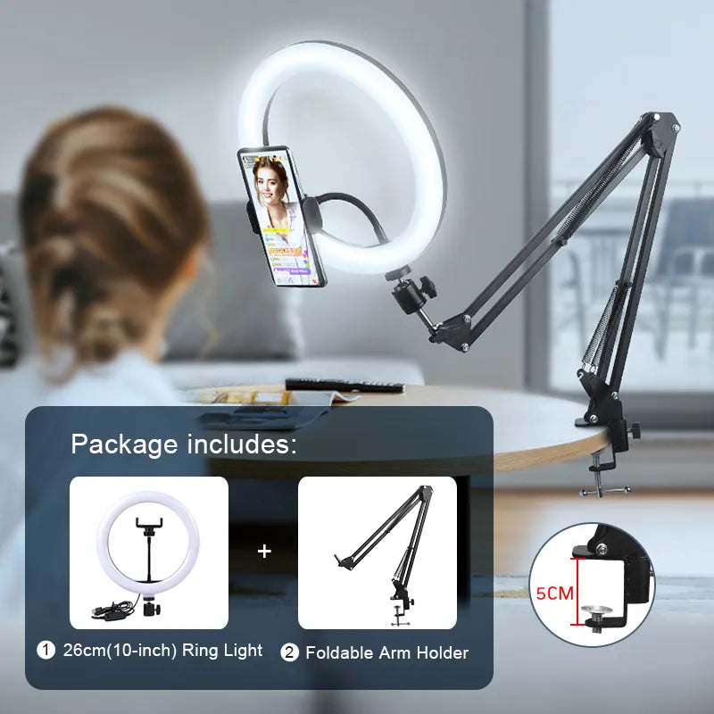 LED Ring light Selfie Ring With Tripod  Mobile Holder Live Video Streaming