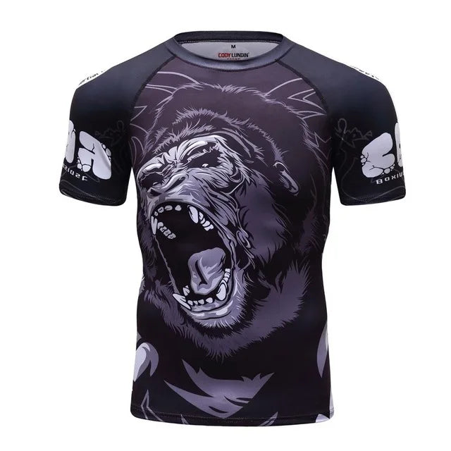 MMA Boxing T Shirt + Pants Men Jiu Jitsu Rash Guard MMA Compression Kickboxing