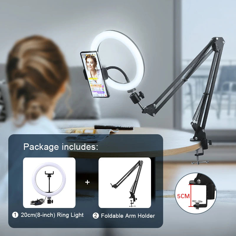 LED Ring light Selfie Ring With Tripod  Mobile Holder Live Video Streaming