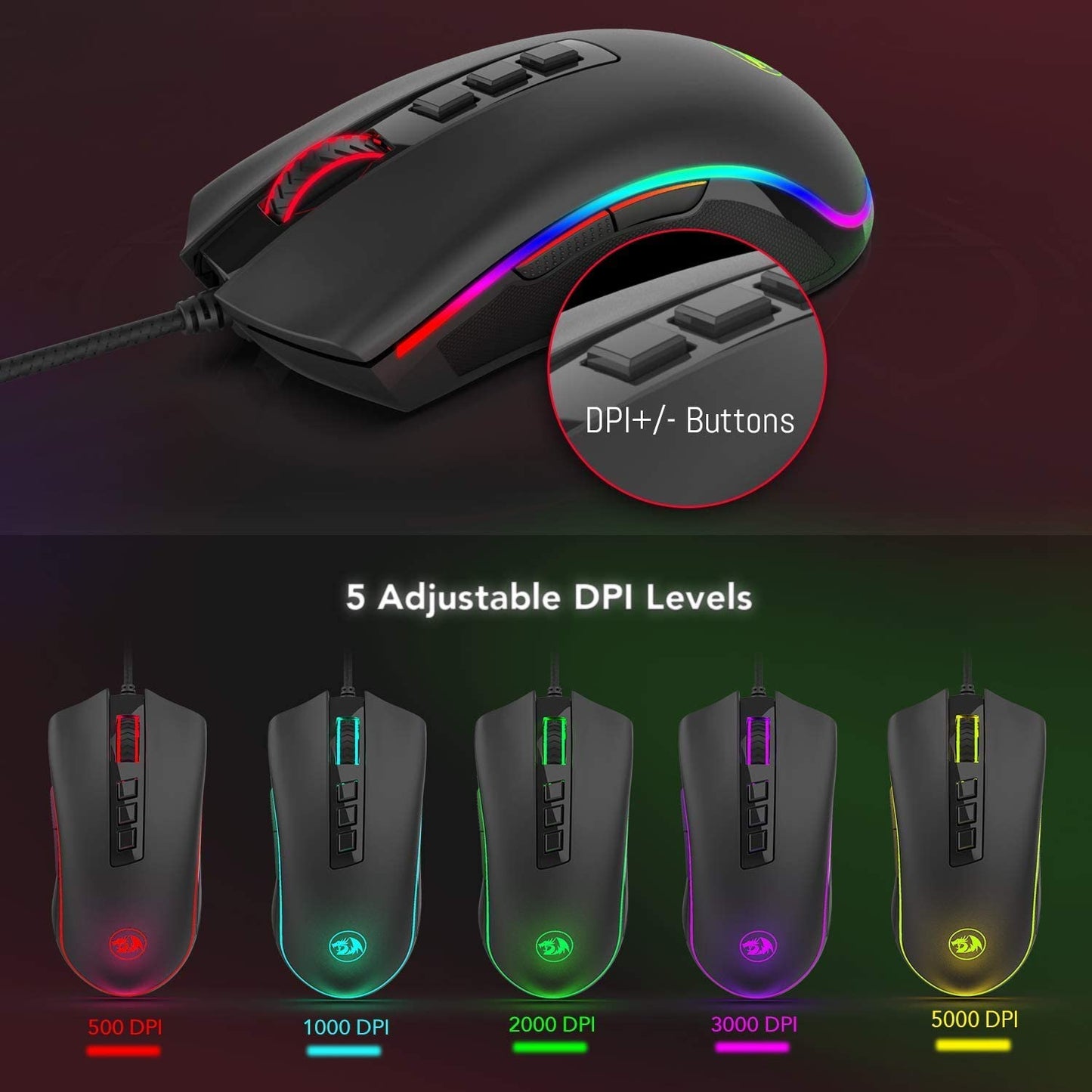 Redragon M711 Chroma Wired Gaming Mouse 16.8 Million RGB Backlit Gaming Mouse