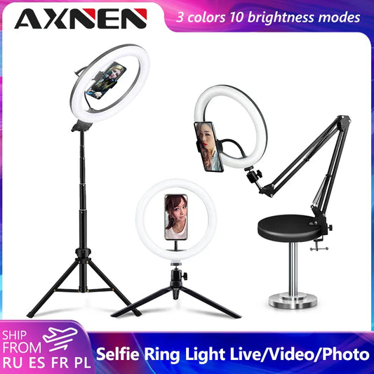 LED Ring light Selfie Ring With Tripod  Mobile Holder Live Video Streaming