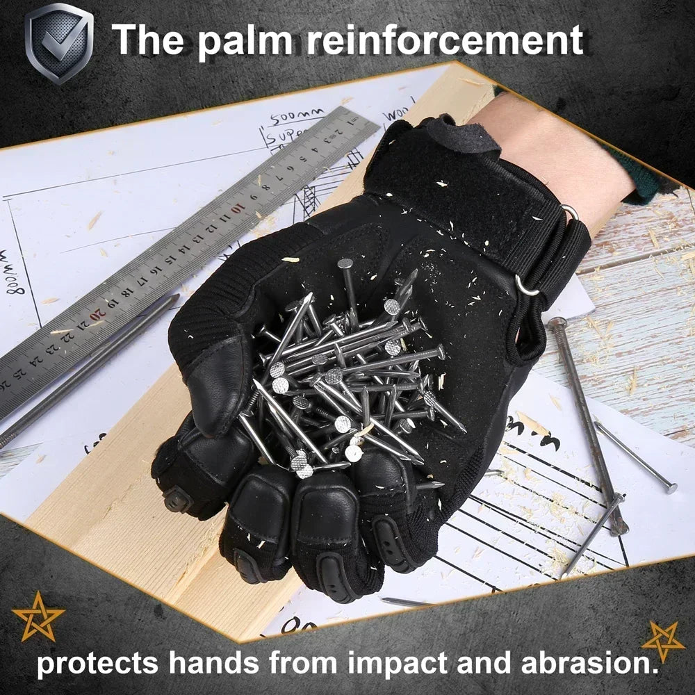 Full Finger Tactical Gloves Leather Touch Screen Rubber Protective Gear