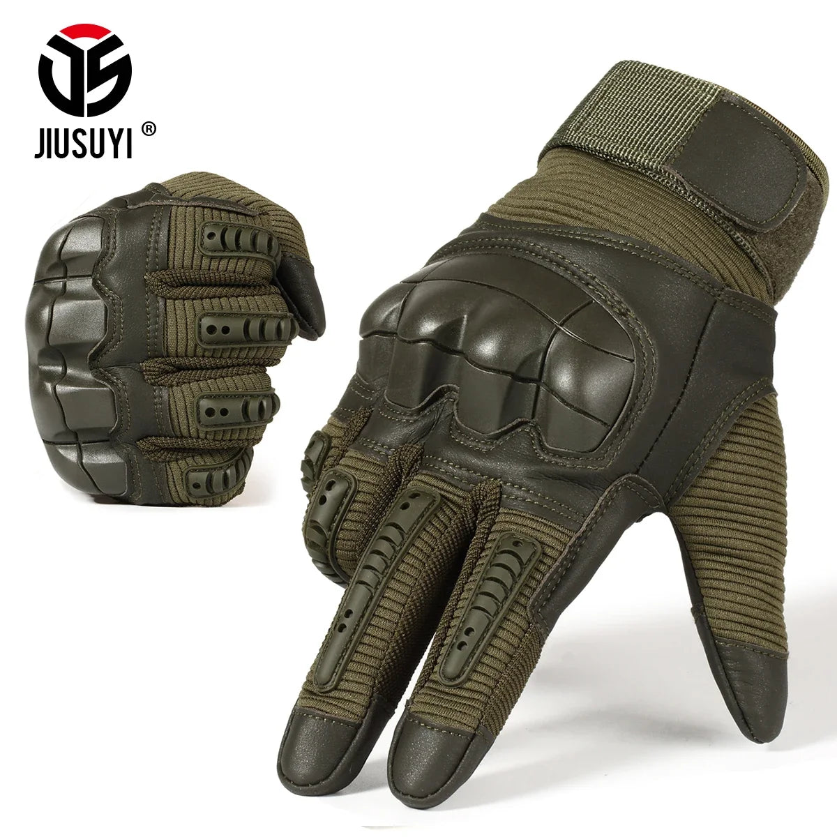 Full Finger Tactical Gloves Leather Touch Screen Rubber Protective Gear